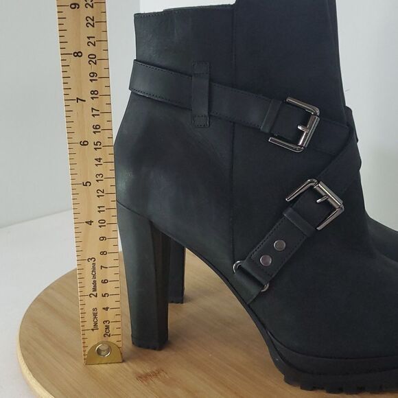 All Saints Aden Black Leather Ankle Heeled Boots Buckle Detail Women's EU 40 - Picture 14 of 14
